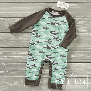 Grey Camo - boy romper